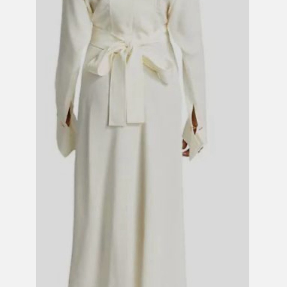 Victoria Beckham Cream Wrap Midi Dress - Picture 2 of 12